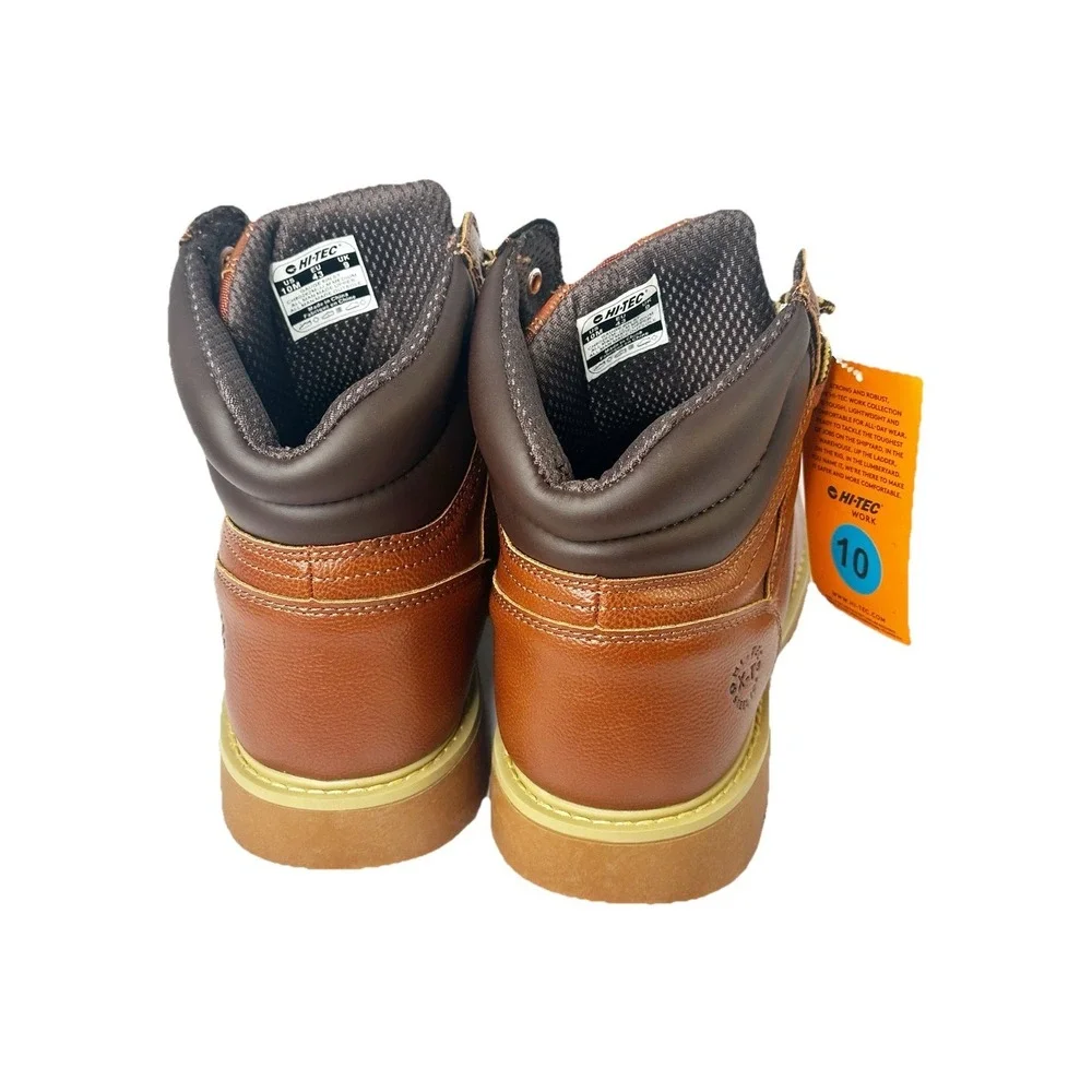 New Hi-Tec X-T Steel Toe Work Boots Mens Tan Waterproof Slip Resistant Size 10